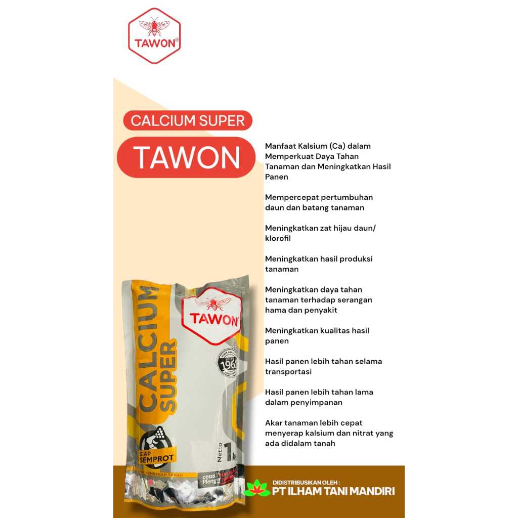 CALCIUM SUPER TAWON Pupuk Kalsium Ca Pencegah Rontok Penguat Batang 1kg