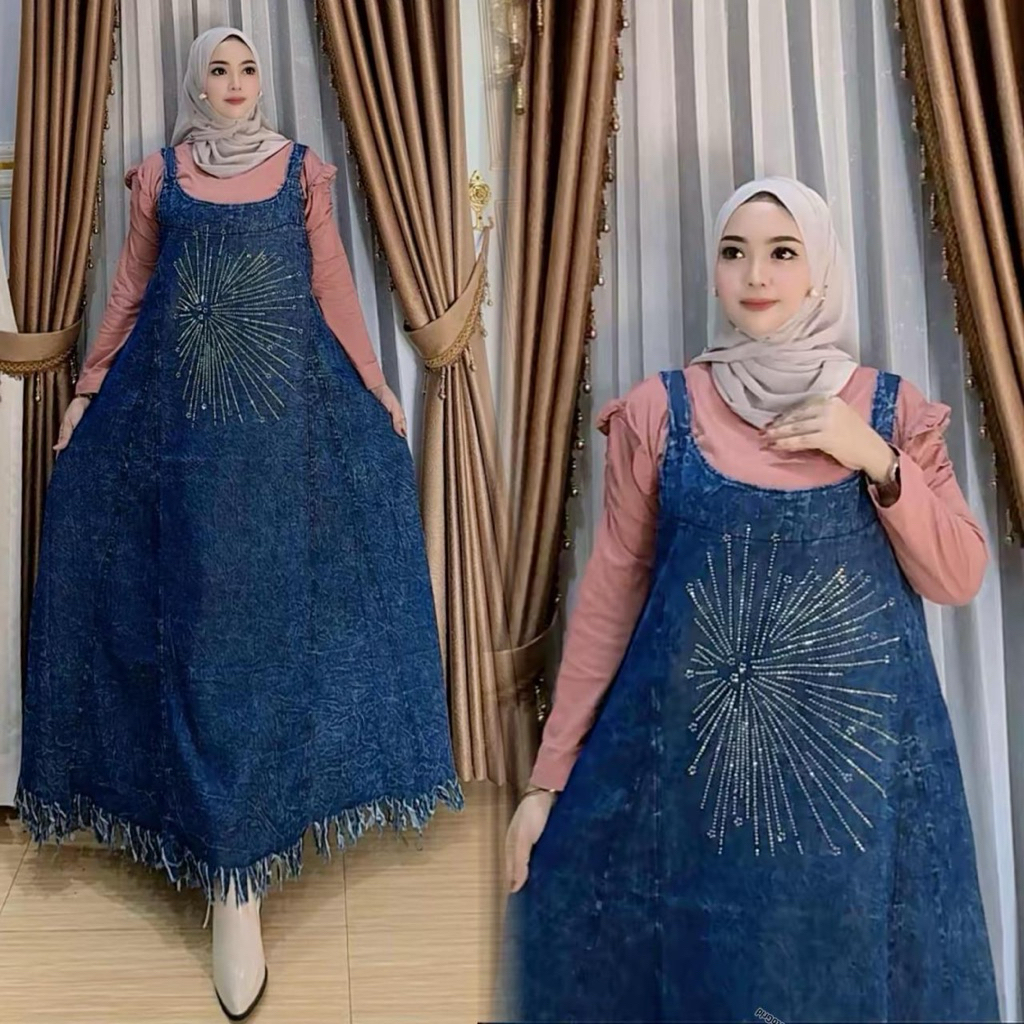 overall set jeans rawis terbaru#midi dress