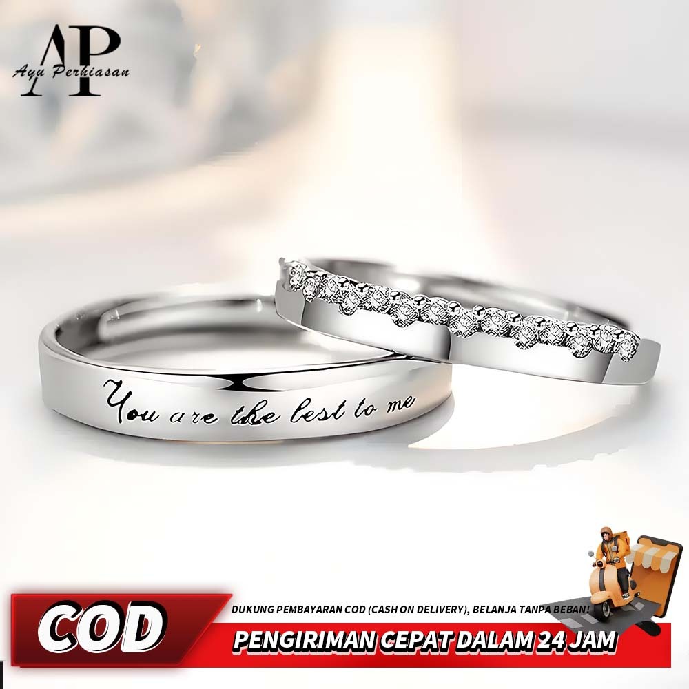 Cincin | Cincin pasangan kekasih, sepasang untuk pria dan wanita, huruf modis, bukaan, ringan, mewah