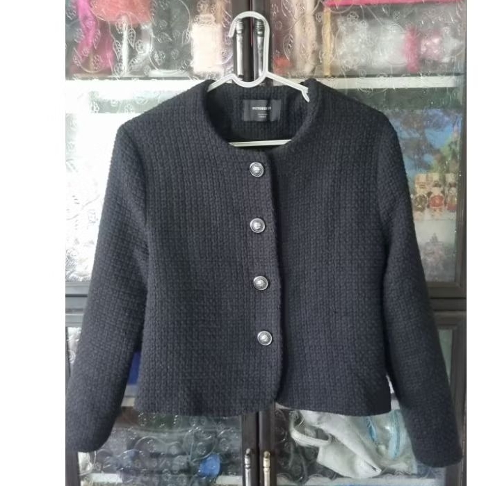 Blazer tweed hitam preloved