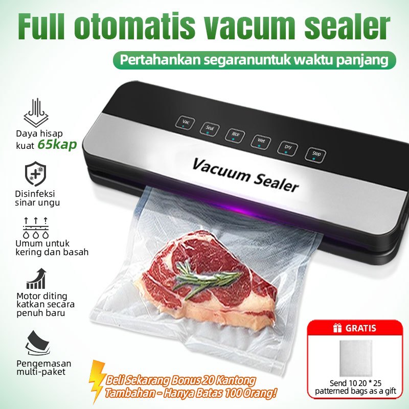 Alat Vakum Makanan Frozen Vacum Sealer Alat Vakum Makanan Basah Kering Frozen Food Seal Free 10 Kant