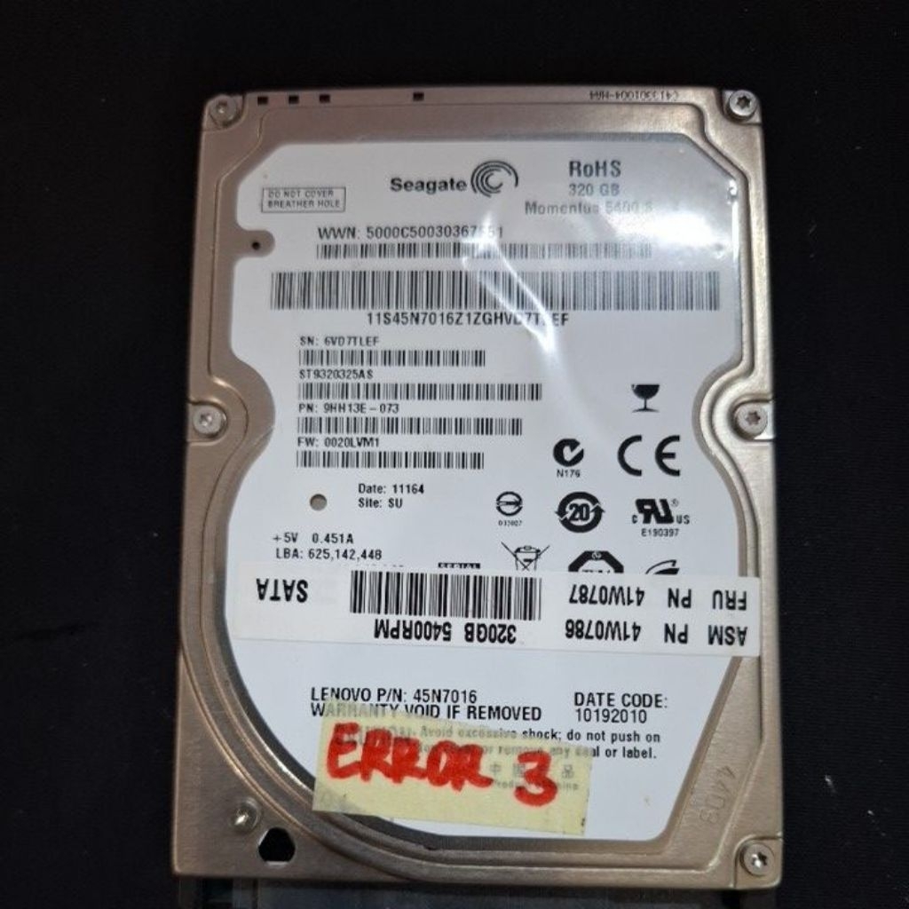 Hardisk laptop Seagate 320GB bekas rusak