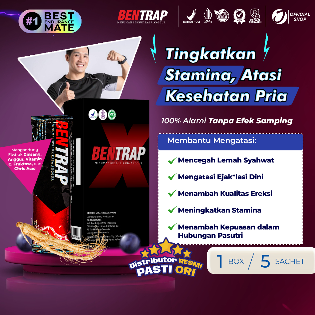 Bentrap Men Health Drink Rasa Anggur – Herbal Alami untuk Pria | 5 Sachet