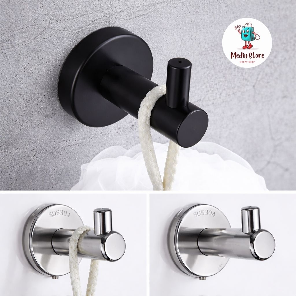 Single Hook Stainless Hitam /Single Hook Stainless/Kapstok Baju 1 Kait