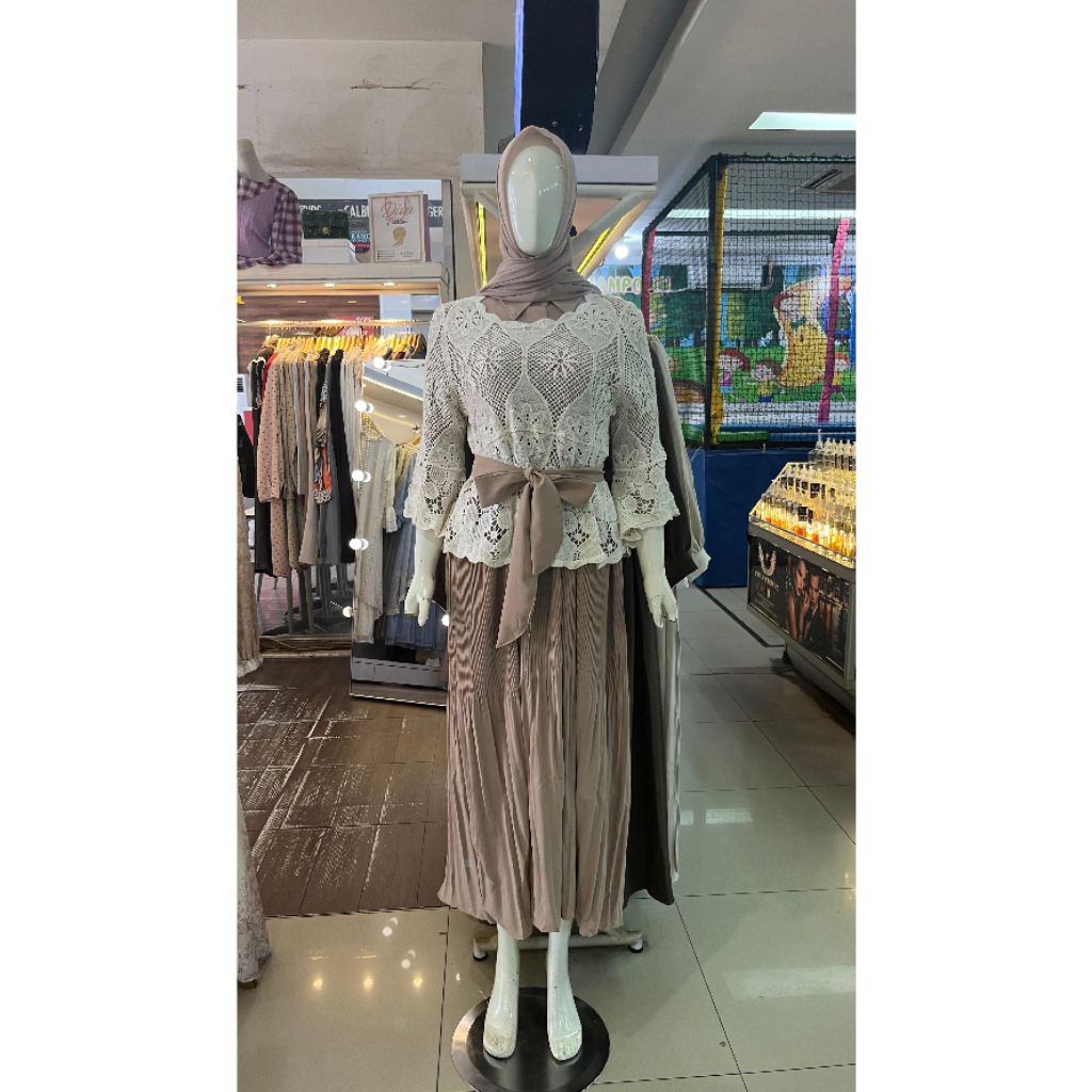 Dress rompi polos plisket muslim