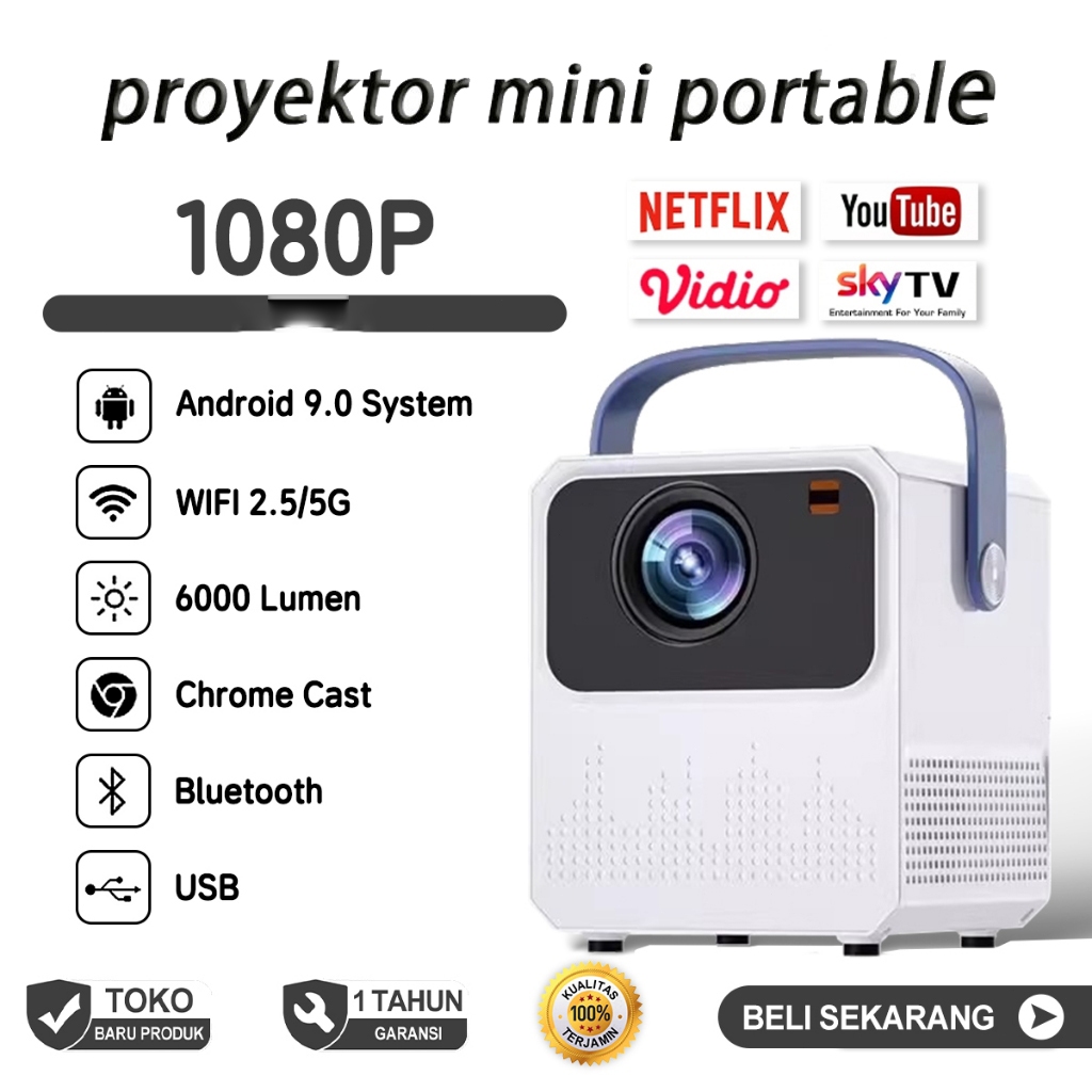 T2mini Proyektor Android 1080P TV Proyektor Mini Portable Home Theater Smart Proyektor