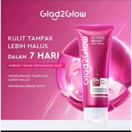 GLAD2GLOW RETINOL BRIGHT BODY SERUM DAN LOTION 10X Cerah Instant Absorb Whiten Tone Up All Day Brigh