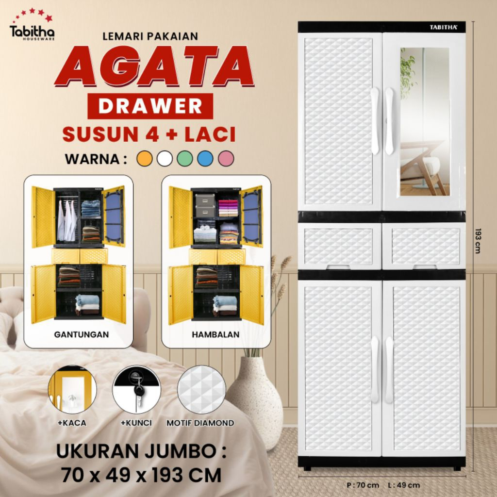 LEMARI AGATA DRAWER SUSUN 4 + LACI TABITHA