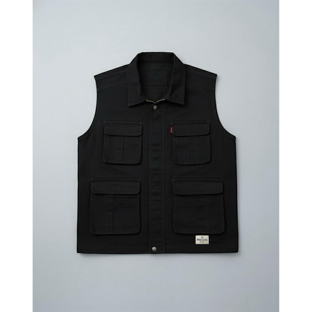 ROMPI KANVAS OUTDOOR KATUN CARGO | KERAH / OBLONG | Seragam / Lapangan / Rompi Pria / Wartawan / Rel