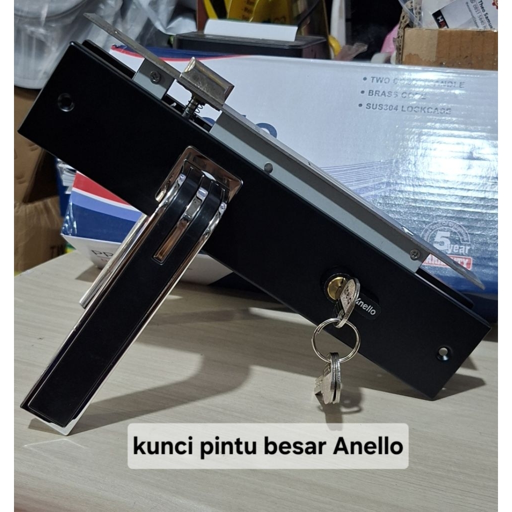 Kunci pintu besar Anello hitam / handle pintu set ukuran besar hitam