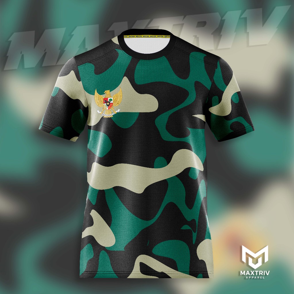 MAXTRIV | MV125 JERSEY KAOS  Baju TNI/LORENG Full Print Baju T-SHIRT 3D Premium Keren