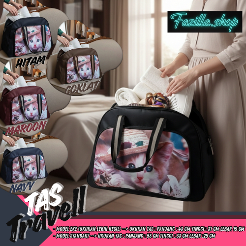 Tas pakaian motif Karakter Kucing / TAS TRAVEL TAS KOPER JINJING PAKAIAN ELLE /tas cewek/tas wanita