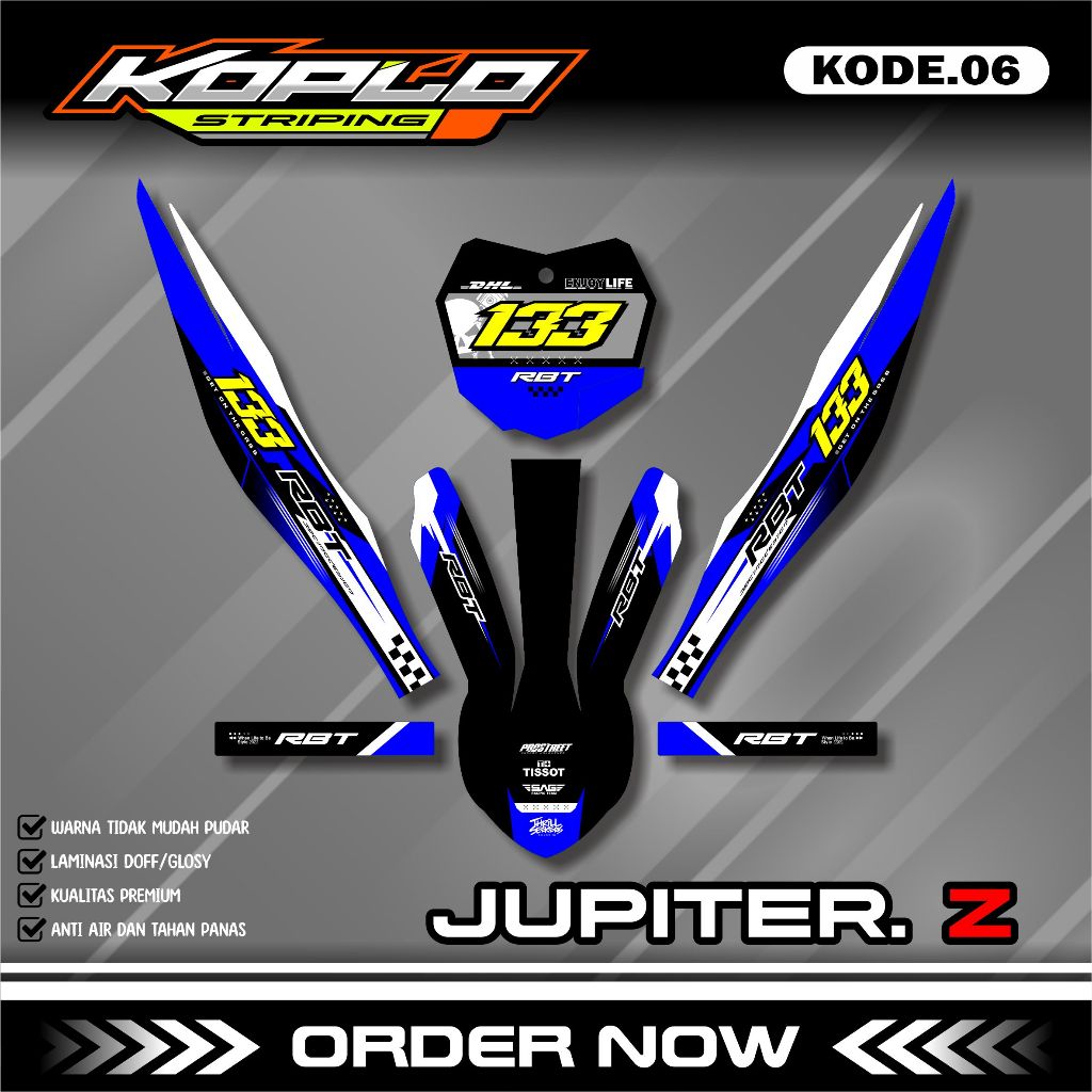 Decal Sticker RBT Motor Jupiter Z Burhan - Striping RBT/GTX Bebek Modif Supermoto Terlaris KPL.06