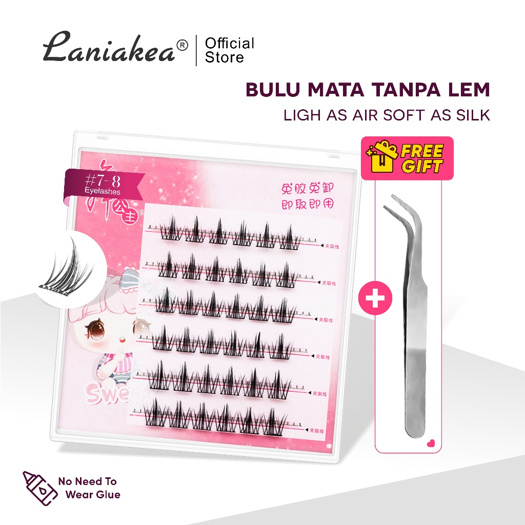 LANIAKEA Set Bulu Mata Palsu Instan Tanpa Lem & Free Gift Pinset - Eyelashes Reusable Make up Douyin