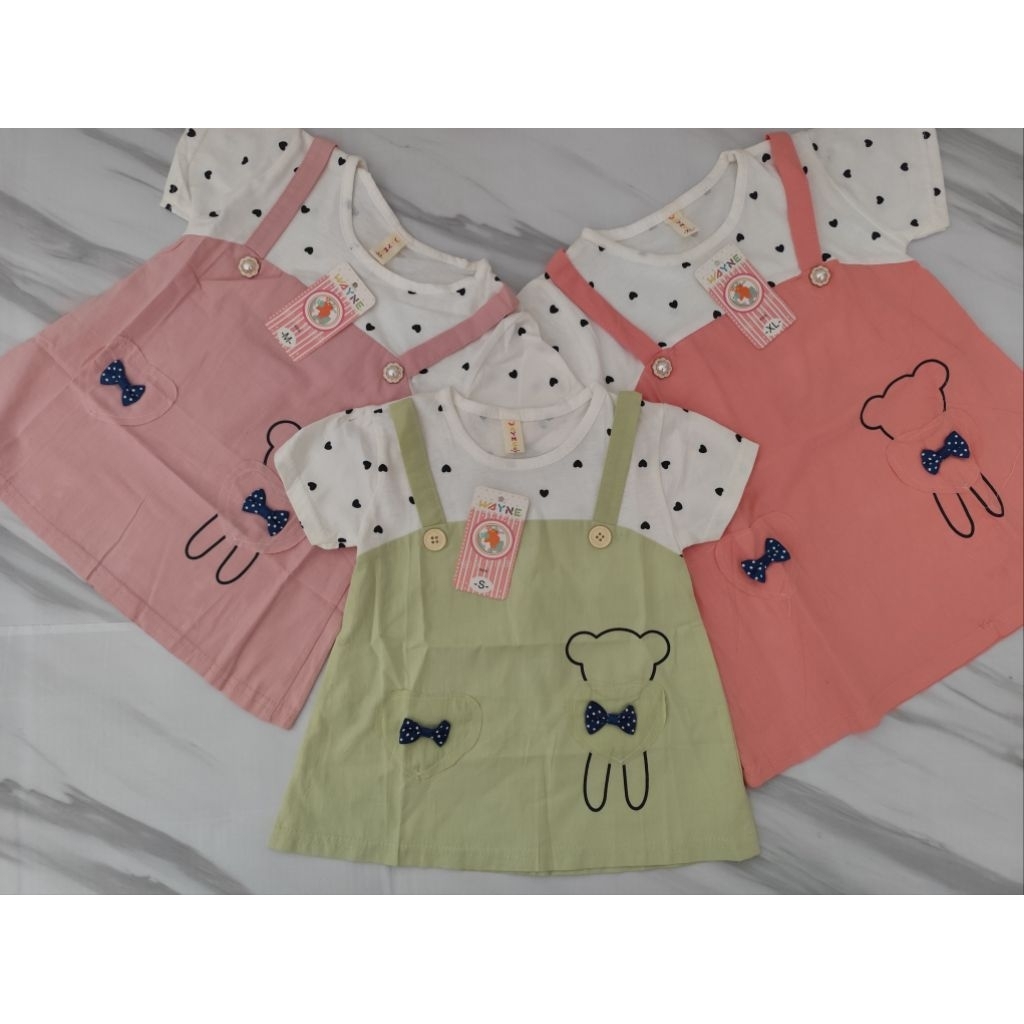 dress anak 0-2 tahun , dress import , dressbear polka pocket wayne