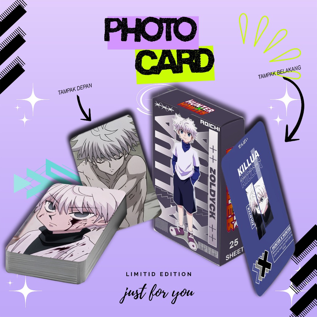 PHOTOCARD SET TERBARU KILLUA ZOLDYCK ANIME HUNTER X HUNTER PREMIUM ISI 25 PCS FREE BOX