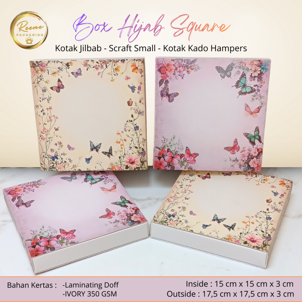 BOX SLIDING MOTIF KOTAK ( 5 Pcs ) / SLIDING BOX / KEMASAN / GIFT / HAMPERS / HIJAB / PACKAGING