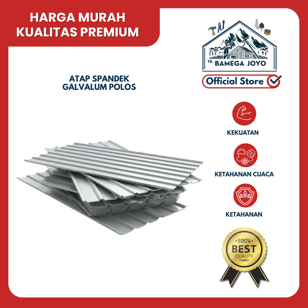Atap Spandek Galvalum Polos Panjang 6 Meter MURAH BANGET/ Seng Spandek Baja Ringan [HARGA PER METER]