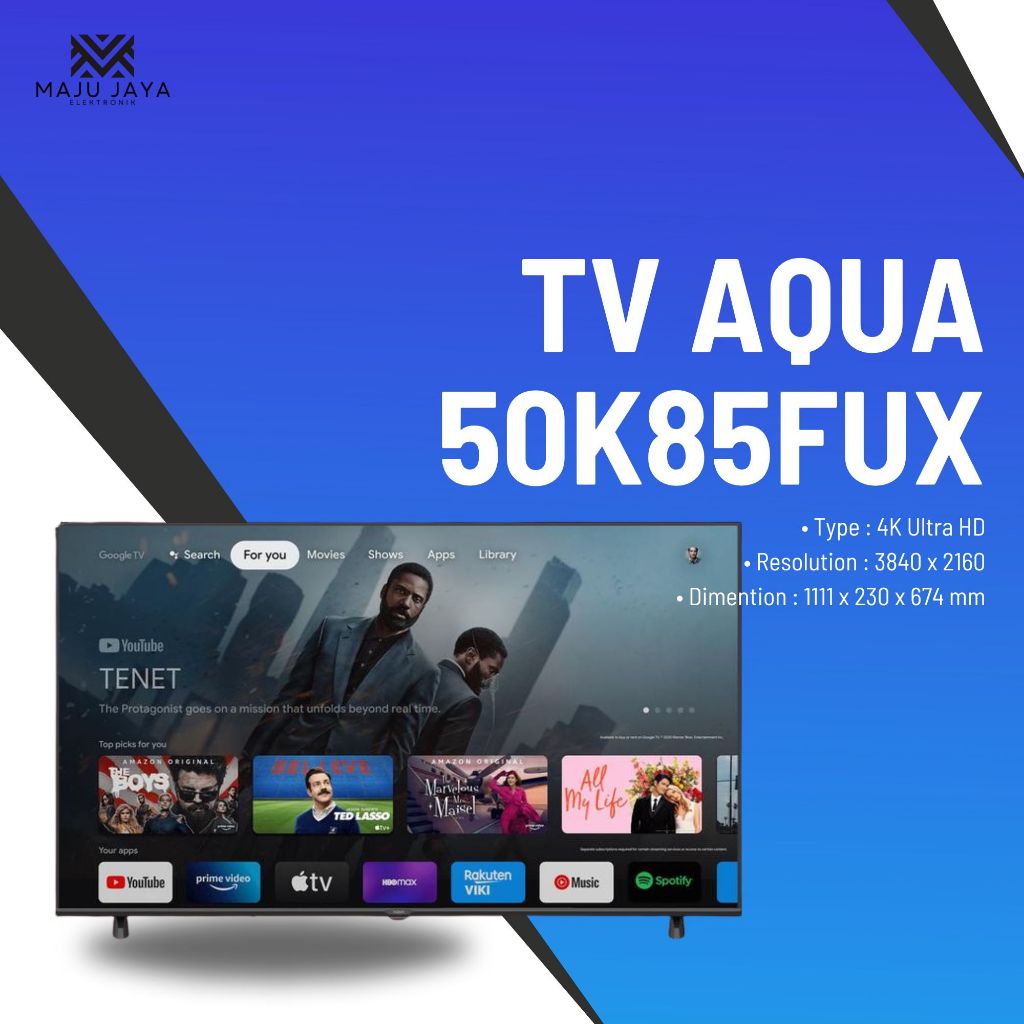 LED TV AQUA 50" AQT 50K85FUX 50 INCH UHD 4K ANDROID AQT 50K85FUX