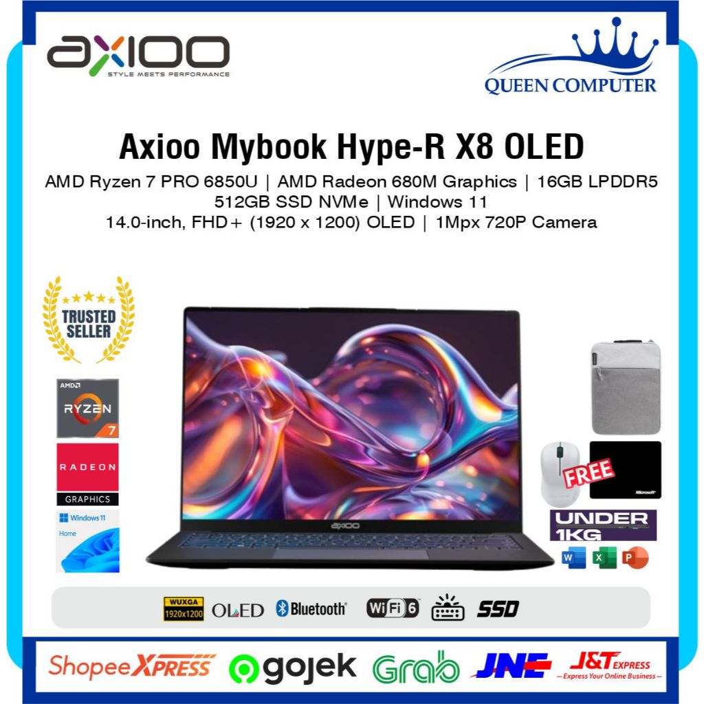 Laptop AXIOO Mybook HYPE-R X8 OLED Ryzen 7 6850U 16GB 512GB W11 14'' inci OLED