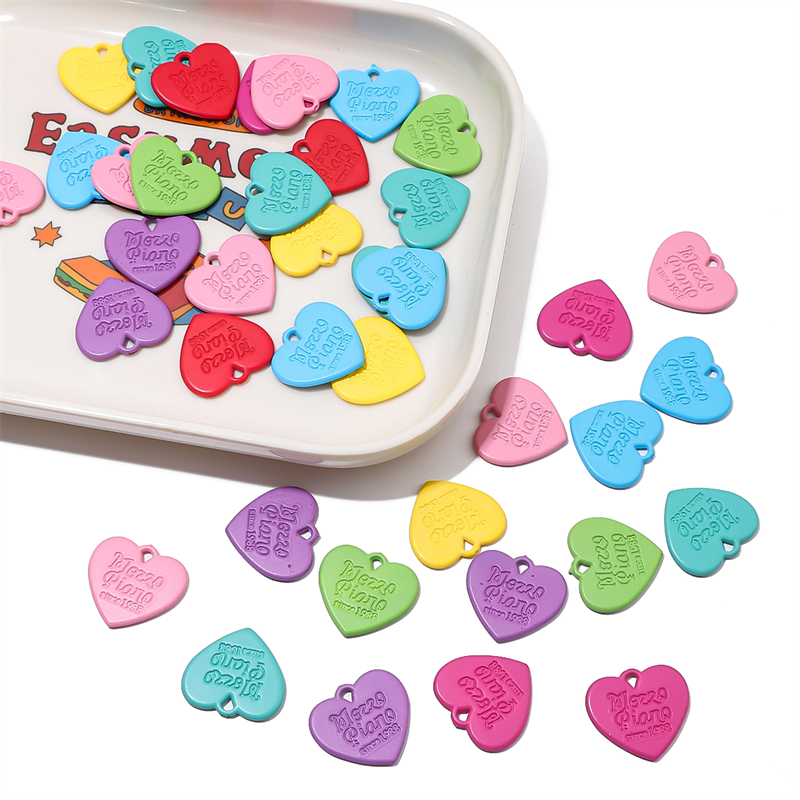 [10PCS] Gantungan/Aksesori Hati Akrilik 23x21mm untuk Kalung, Gantungan Kunci, Gelang, dan DIY Perhi