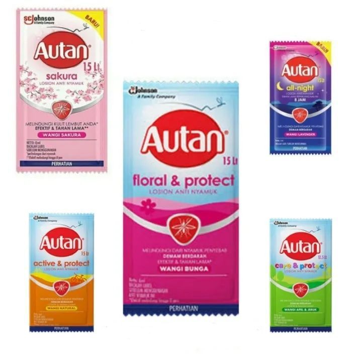 Autan sachet jeruk / sakura / care & protect / all night 6 ml x 6 sachet