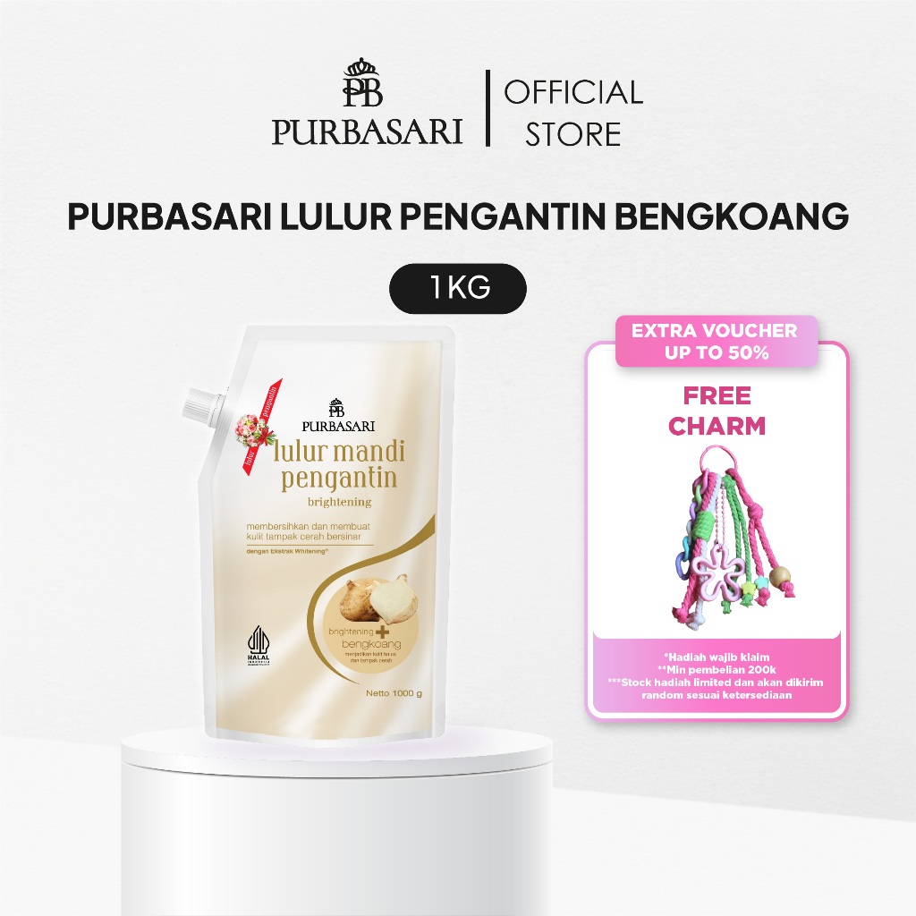 Purbasari Lulur Pengantin Bengkoang 1kg / Lulur Pemutih Whitening Pencerah / Lulur pelembab kulit / Lulur Badan perontok daki / Kemasan Hemat ekonomis