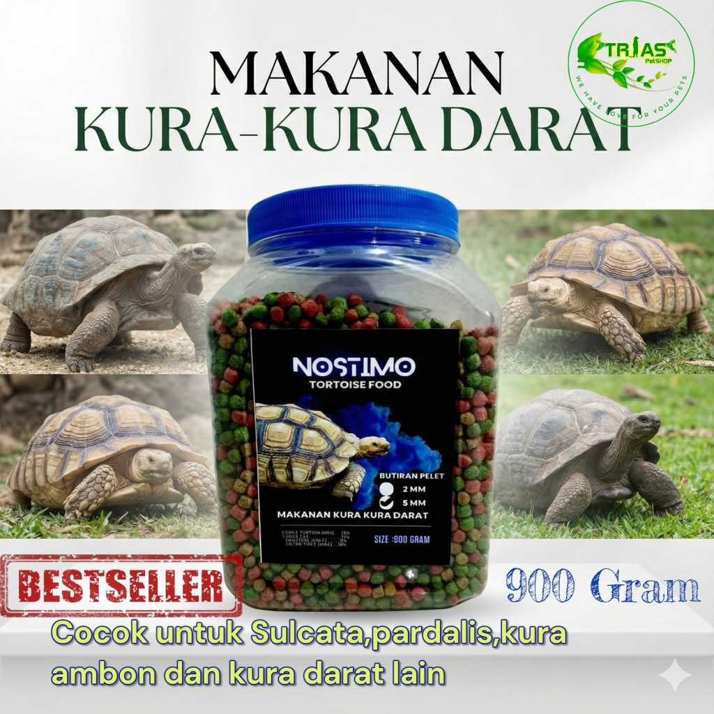 Nostimo Pelet Kura Kura Darat Tortoise Food Sulcata Aldabra Pardalis | Makanan Kura Kura Darat Nutri