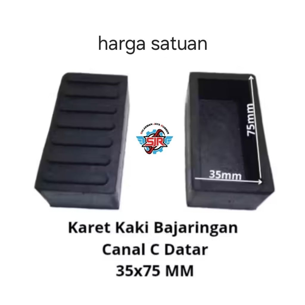 karet kaki tangga baja ringan kanal C ukuran 35×75 model Datar