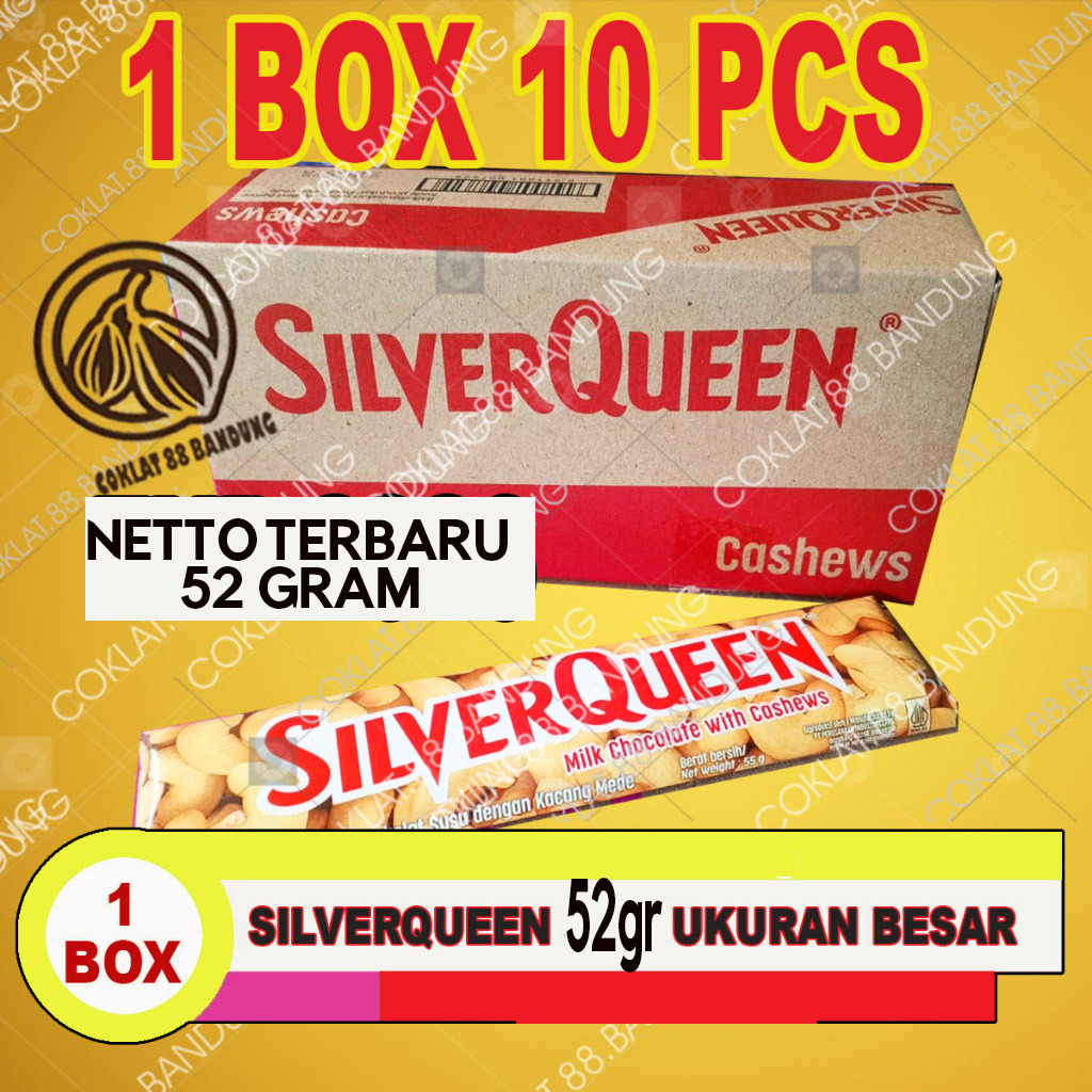 SilverQueen Almond 52gr Isi 10 Pcs ex 55gr - Mede Special Pack Kemasan Buy 2 Get 1 - 3 pack(@3pcs)+1