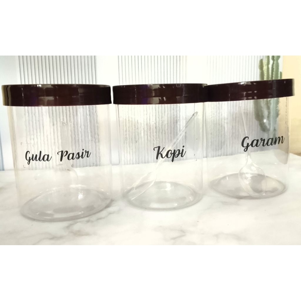 Toples bumbu dapur hitam premium 500ml bonus sendok dan stiker