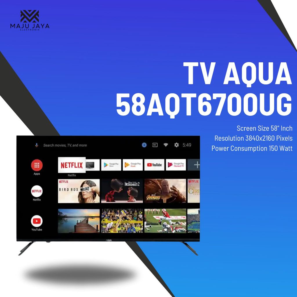 LED TV AQUA ANDROID SMART TV LE58AQT6700UG 58 INCH AQUA TV LED GOOGLE DIGITAL