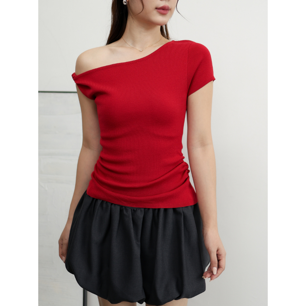 On Leave - Odette One Shoulder Top | Atasan Off Shoulder Knit | Sabrina Top