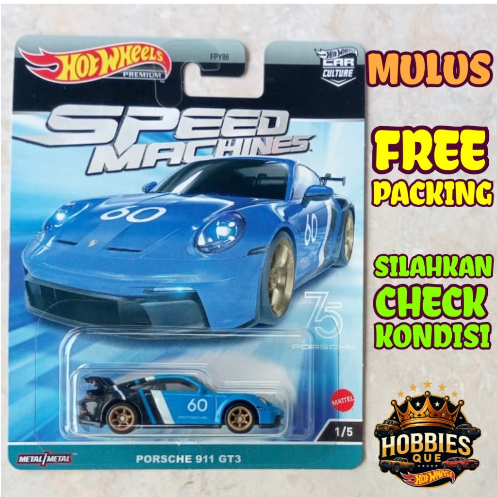 Hot Wheels Car Culture Speed Machines Porsche 911 GT3 Biru Shark