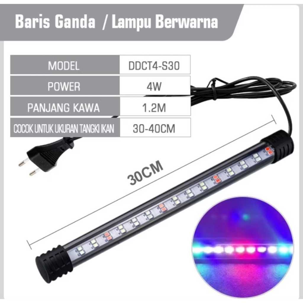 LAMPU CELUP AQUARIUM T4 30CM TRIWARNA lampu led akuarium aquascape 30 cm