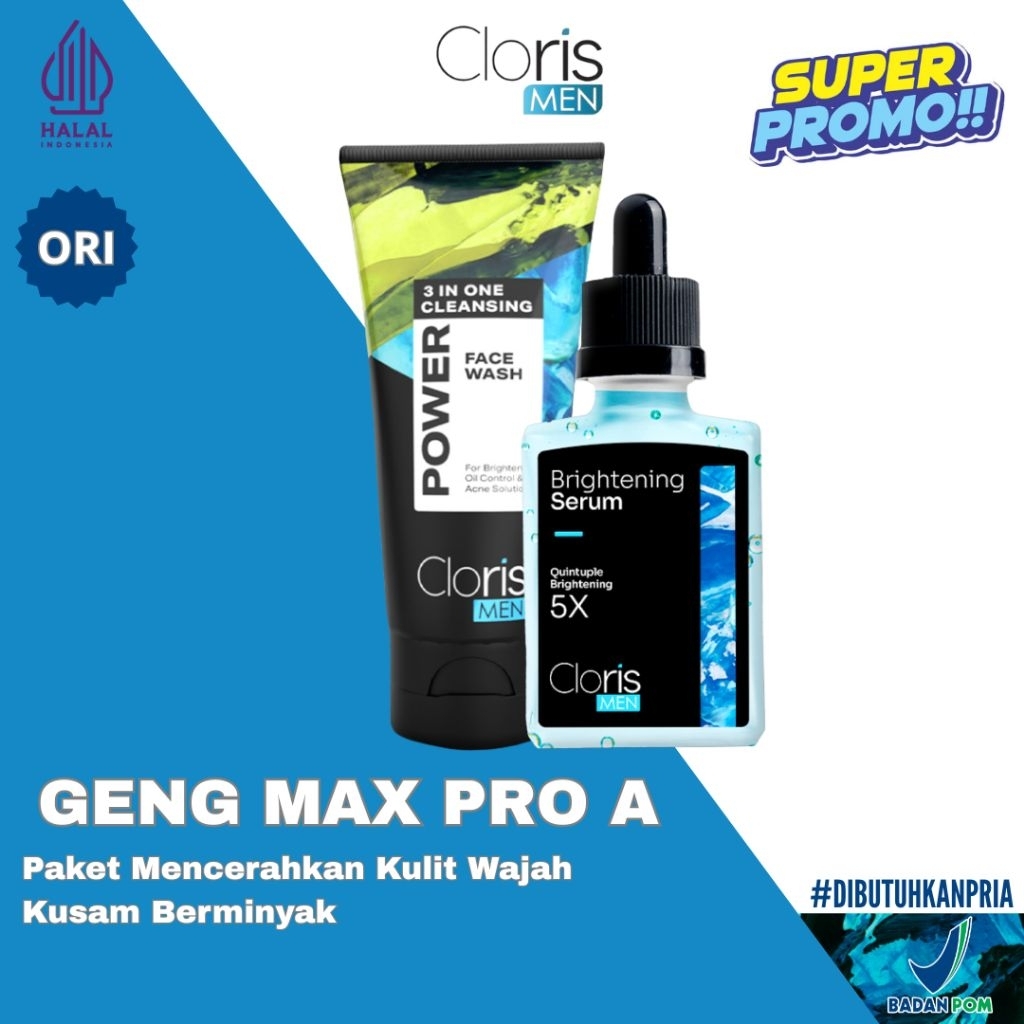 Clorismen Face Wash & Brightening Serum Skincare Pria Mencerahkan Memutihkan Kulit Kusam Berminyak