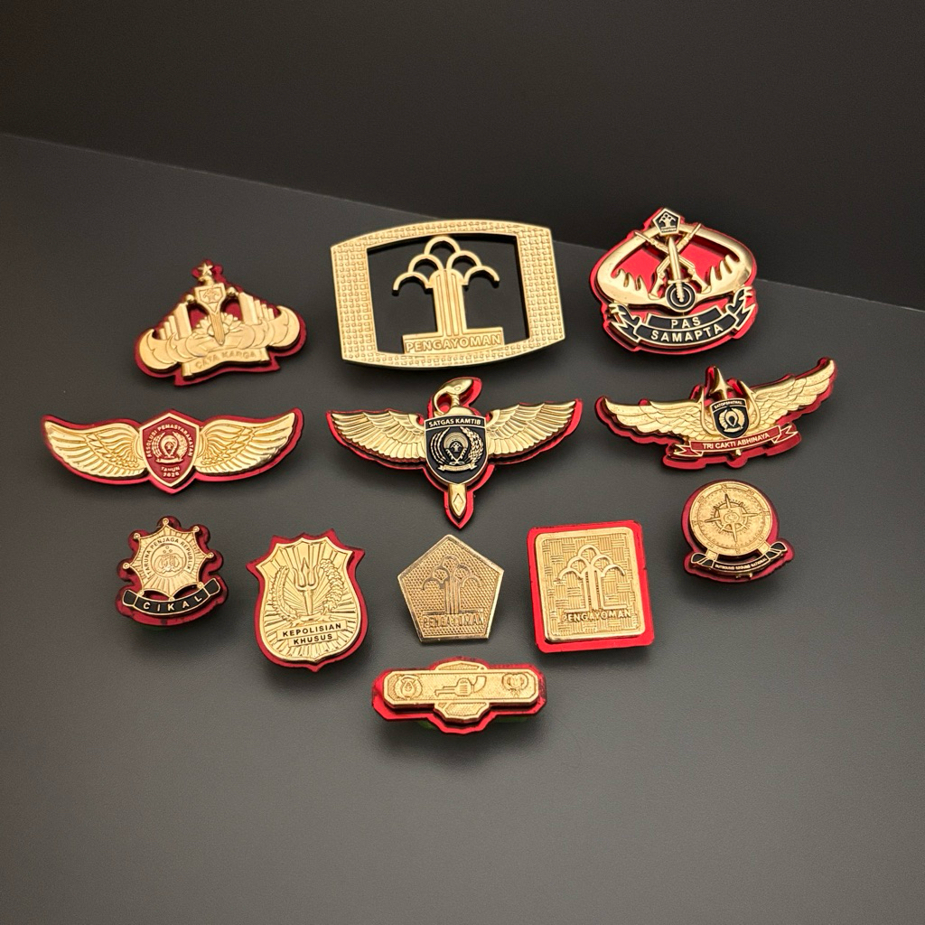 Brevet Pemasyarakatan/Emblem Pengayom/Catakarga/Trichakti/Pin Polsus/Pas Samapta/Wing Resolusi/Pin O