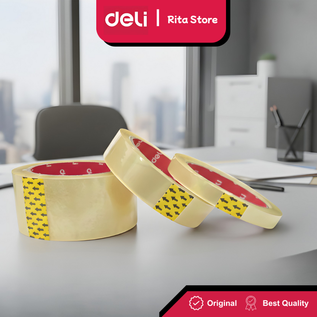 Deli Lakban Bening Tebal / Isolasi / Solatip Kecil Sedang Besar 12/24/48mm x 90 Yard - Satuan Eceran