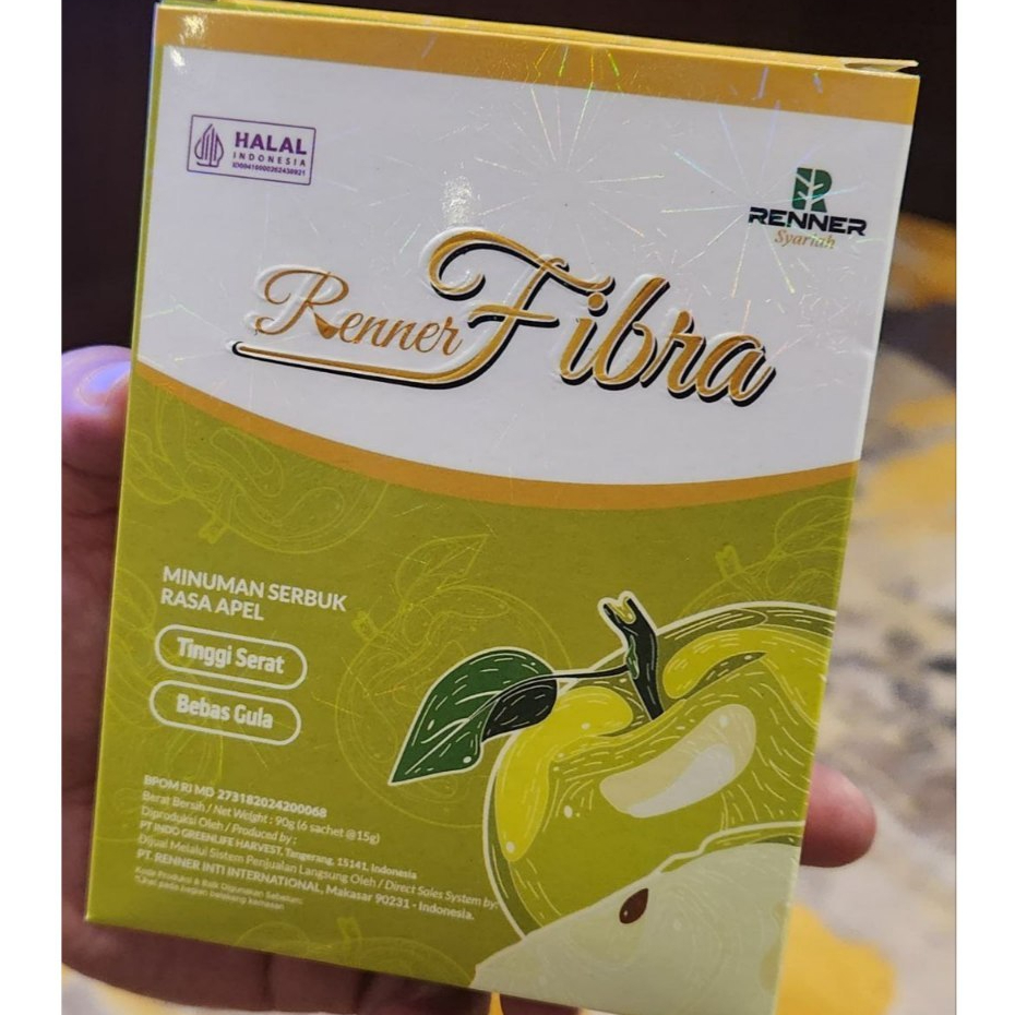FIBRA RENNER KEMASAN TERBARU 1 BOX 5 SACHET MINUMAN SERBUK DETOX RASA APEL