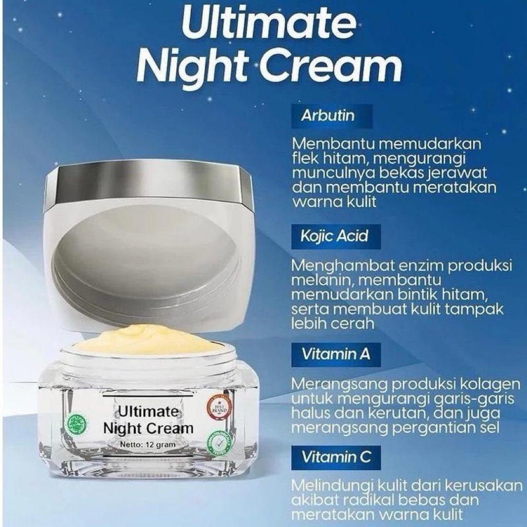 NIGHT CREAM ULTIMATE MS GLOW Flek hitam Mencerahkan
