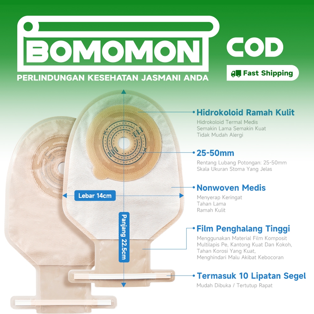 10pcs Colostomy Bag Bayi/Anak Kantong Kolostomi Stoma Tutup Terlipat 20-50mm