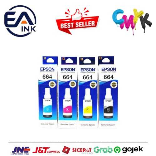 1SET TINTA PRINTER EPSON 664 ORIGINAL FOR L100 L110 L120 L360