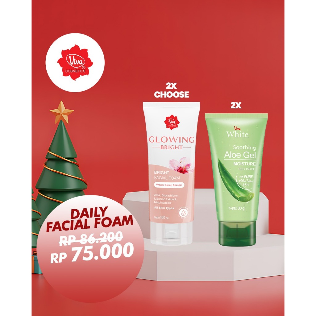 Paket 2 Viva White Soothing Aloe Gel, 2 Viva Facial Foam Viva Cosmetics