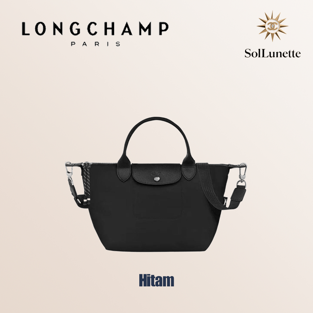 Longchamp Tas Wanita Seri Le Pliage Energy Tas Selempang Tangan Bahu Warna Hitam