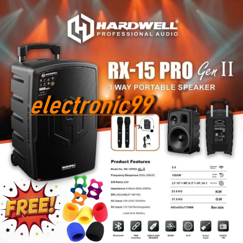 Speaker Portable Hardwell Rx15pro Original Speaker Portable Hardwell 15inch