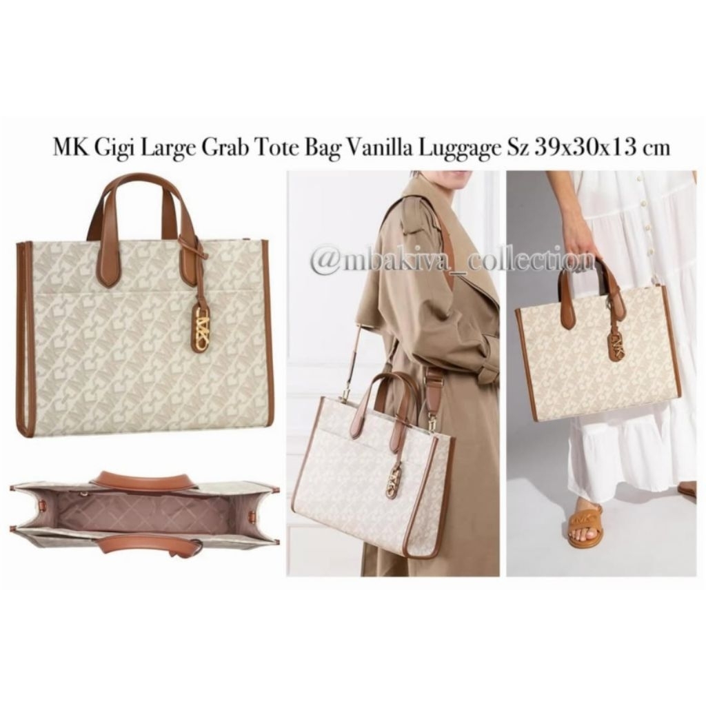 MK Gigi Large Grab Tote Bag Vanilla Luggage