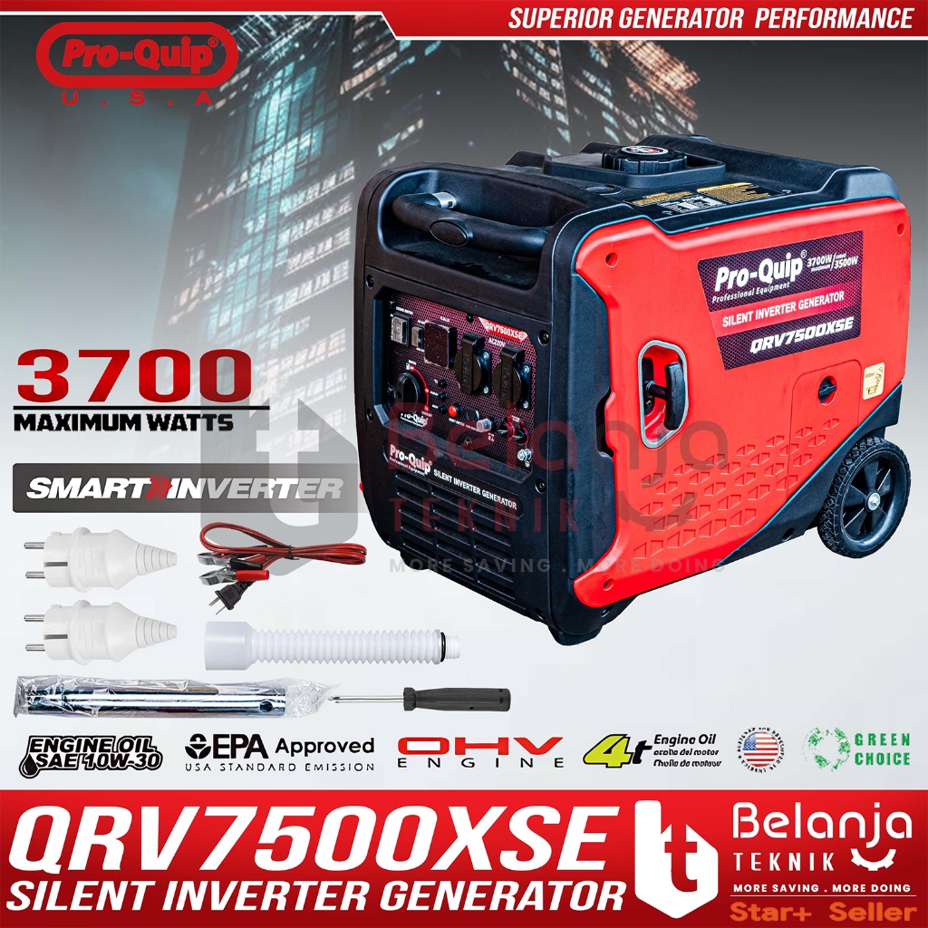 Proquip Generator Silent Inverter QRV7500XS Genset Bensin 4000 Watt QRV 7500 XS QRV7500