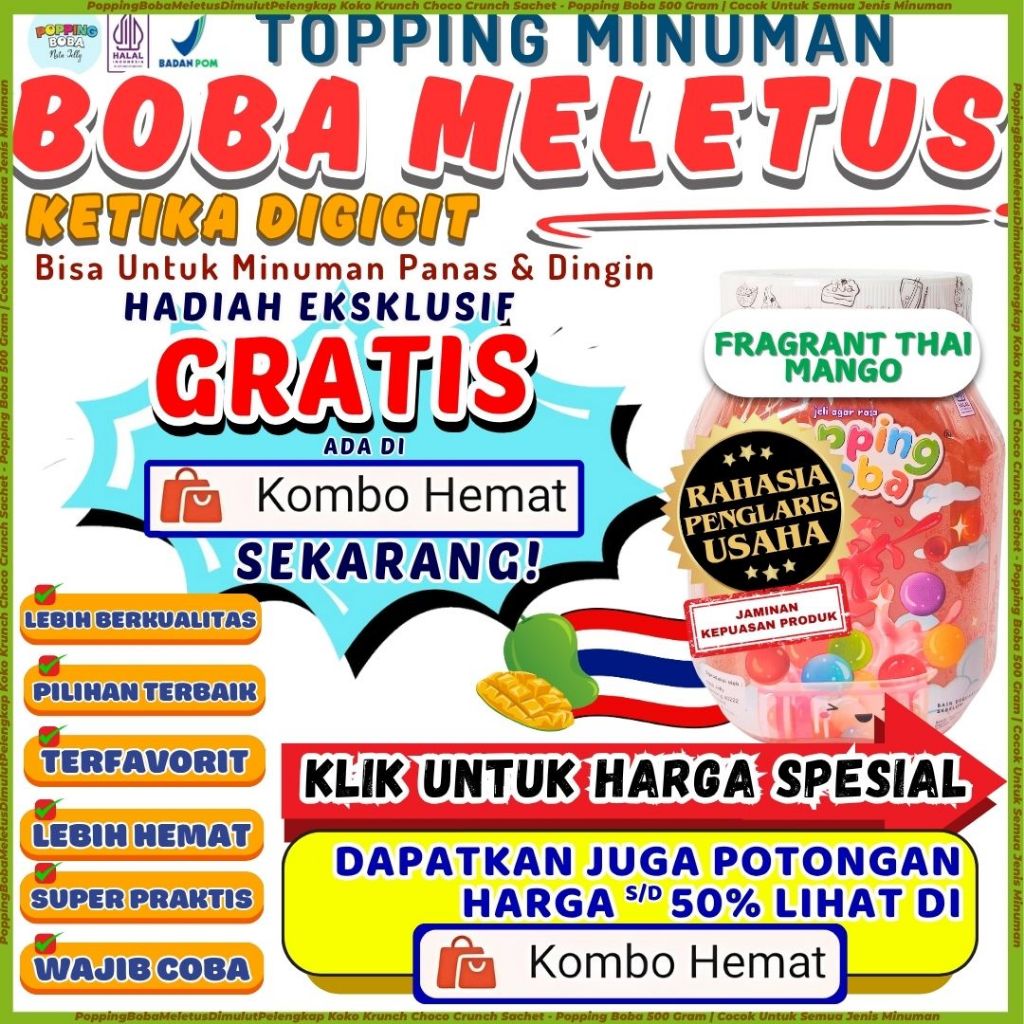 PoppingBobaMeletusDimulutPelengkap Koko Krunch Choco Crunch Sachet - Popping Boba 500 Gram | Cocok U