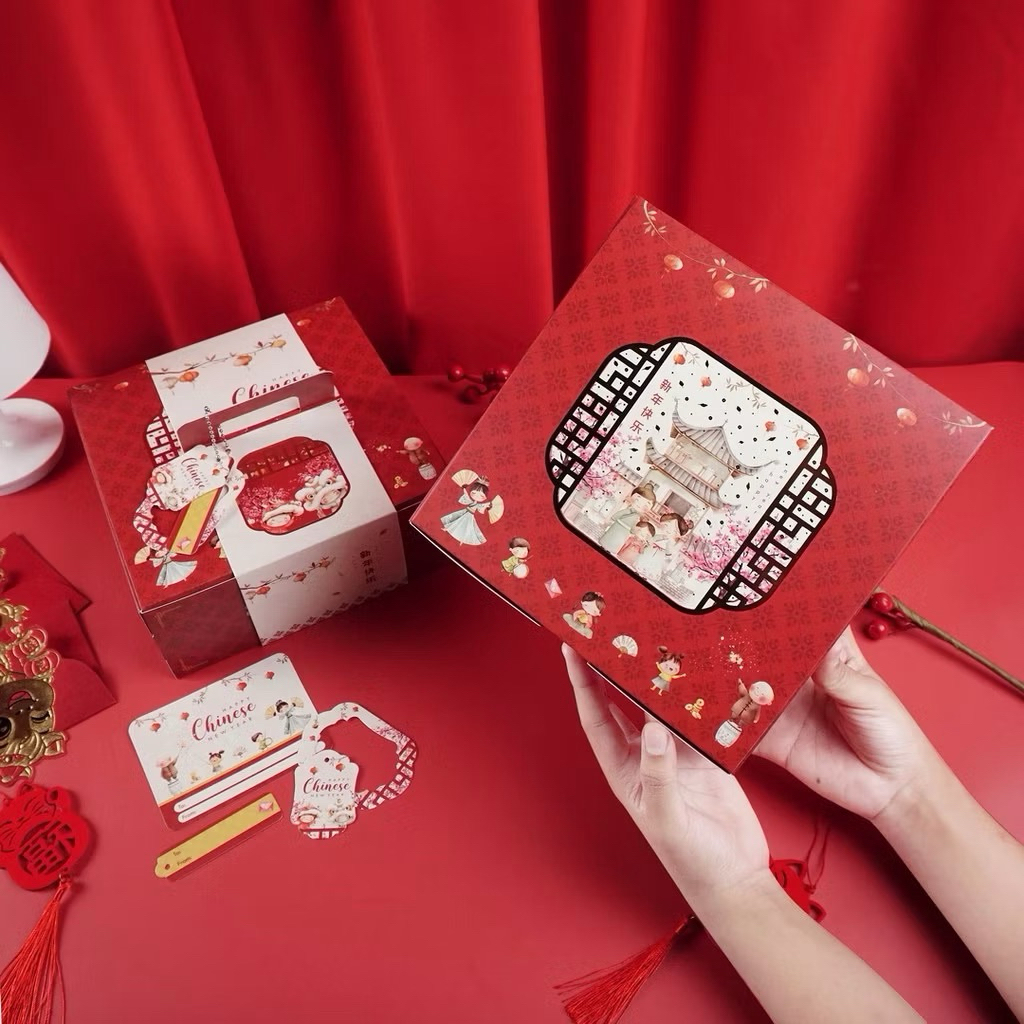 Box kue kering, kue bolu Imlek 20x20x8cm