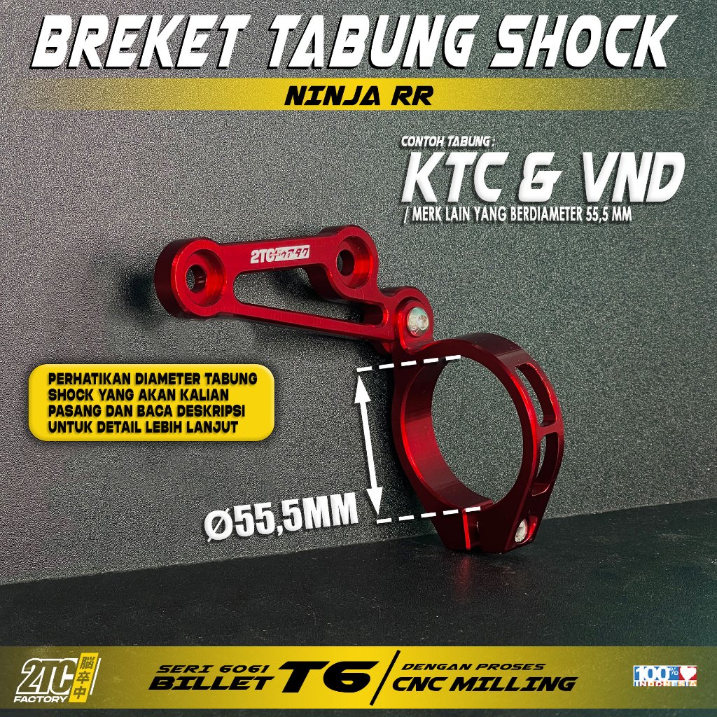 BREKET TABUNG SHOCK BRACKET TABUNG SHOCK BELAKANG KTC & VND NINJA RR CNC BY 2TC FACTORY